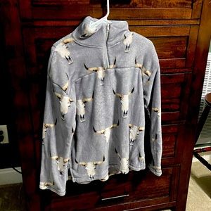 Western print pull over